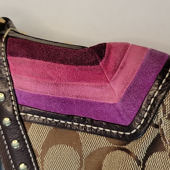 COPY - Tan/brown Coach Purse with Pink/purple Accents - Picture 4 of 5